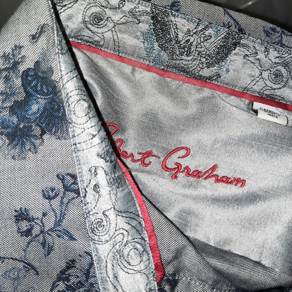 Robert Graham-Knowledge Wisdom, Truth, Gray/Blue Shirt Flip Cuffs, Men's Size XL - Picture 12 of 14